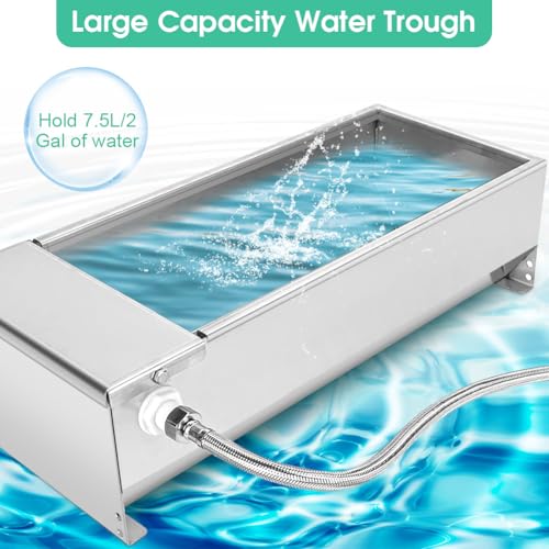 Zerone Automatic Livestock Water Dispenser, 7.5L Large Capacity Stainless Steel Self Filling Animal Drinking Water for Horse Cow Goat Pig with Valve Kit
