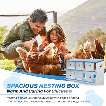 Chicken Nesting Box 6 Compartments Metal Laying Boxes for Chicken Hens Poultry Ducks Protect Eggs Chicken Coop Easy Egg Collection Wall Mount Nest Box for Chicken Coop - size: 6 Compartments