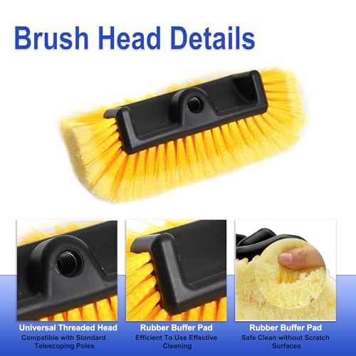 18FT Reach Car Wash Brush with Long Handle, 3 to 12 FT Car Cleaning Brush with Soft Bristle, Aluminium Telescoping Pole for Solar Panel, House Siding, SUV, Cars, Trucks, RV, Floors, Navy