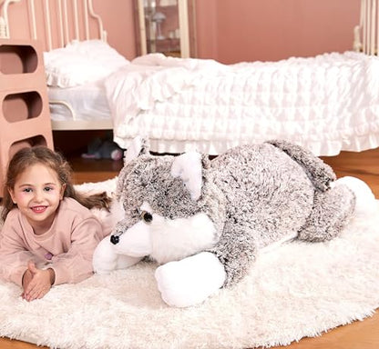 IKASA Giant Wolf Stuffed Animal Plush Toy, 30 Inches Big Soft Toys for Kids Girls Boys Girlfriend - style: Wolf