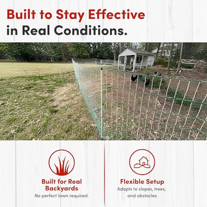 RentACoop Poultry Netting Electric Fence - 48" H x 168' L - Electric Poultry Enclosure for Chickens, Ducks, Turkeys - Suitable for 4-Week-Old Chickens/Older and Adult Poultry - Energizer Not Included - size: 168' x 48"