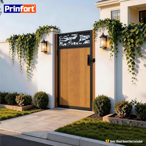 3x6FT (34.8" W X 70.8" H) 201 Stainless Steel Anti Sag Wooden Fence Gate Kit Heavy Duty Garden Gate Frame Hardware Kit Reinforcement (Left/Right Free-Installation) - size: W3xH6 FT-Lion