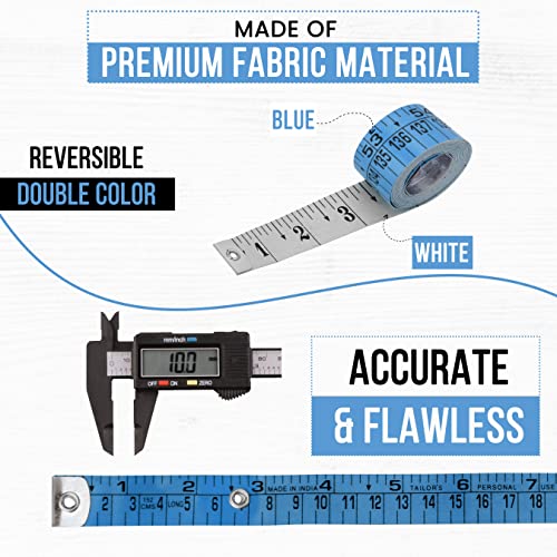 Raajsee Fabric Tape Measure Body Measuring Tape, Soft Fabric Measuring Tape for Sewing Cloth & Weight Loss Medical Body Measurement Nursing Craft 60 inch/150 cm - color: Blue