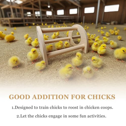 Chicken Perch, Natural Wood Chicken Roosting Perch, Hand-Polished Chick Roosting Bar, Sturdy Wood Stand Fits Birds' Gripping Instinct, Durable Poultry Accessories (Small, Semi-Circular with Mirror) - size: Semi-circular with mirror
