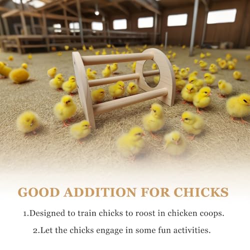 Chicken Perch, Natural Wood Chicken Roosting Perch, Hand-Polished Chick Roosting Bar, Sturdy Wood Stand Fits Birds' Gripping Instinct, Durable Poultry Accessories (Small, Semi-Circular with Mirror) - size: Semi-circular with mirror