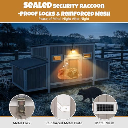 Wooden Chicken Coop, Outdoor Poultry House with Weatherproof Asphalt Roofs, Removable Tray & 2 Nesting Boxes, Ramp Door, Ventilation Windows, Chicken House for 2-4 Chickens Backyard Garden