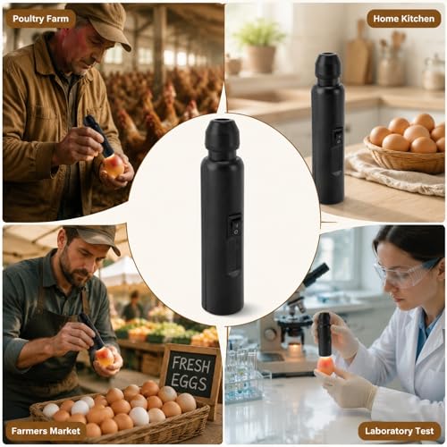 Egg Candler Professional USB Rechargeable Soft Cold Light, Portable ABS Egg Hatching Tester Lamp - Even 360 Degree Illumination, USB Charging, Science Experiment Use