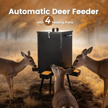 105L Gravity Deer Feeder Automatic Deer Corn Feeder with 4 Feeding Tray Wildlife Game Feeders Galvanized Steel Metal Food Dispenser for Animal Goats, Sheep
