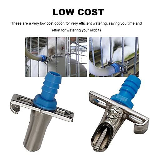 20 Pack Automatic Rabbit Double Pull Spring Nipple Drinker Kit | Watering Nozzles kit + 1pcs 30FT (8mm ID) Transparent Hose, Small Animal Watering System for Rabbits, Guinea Pigs, Ferrets - color: Blue