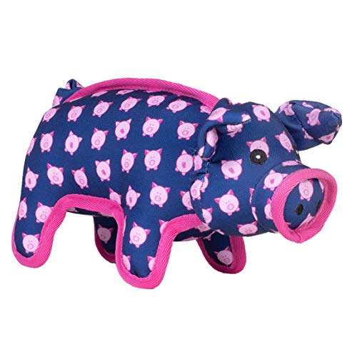 The Worthy Dog Wilbur Pig Tough Plush Dog Toy – Durable Chomp-Resistant Dog Toy with Multiple Squeakers, Reinforced Mesh Lining & Strong Stitching - Navy, Large - color: Wilbur Pig - Navy, size: Large