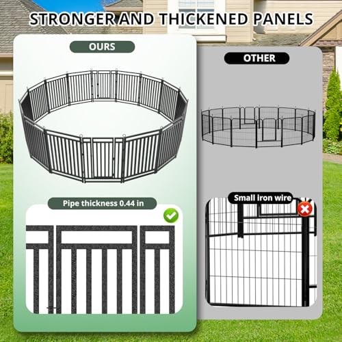Dog Fence Outdoor Indoor, 40" Inch Height 40 Panels Dog Playpen for Large/Medium/Small Dogs Metal Dog Pen for Yard Camping and RV | Black-Silver,Patented - size: 40" height, style: 40 Panels
