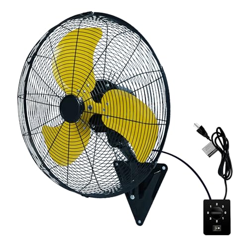 AZOUTDOOR Wall Mount Fan, 20" Oscillating Wall Fan with 7000CFM, 3-Speed, Upgrade Motor High Velocity Industrial Fans for Commercial, Garage, Residential and Patio Use, Yellow - color: Yellow 20"