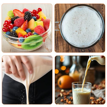 4 Pack Nut Milk Bag 12 x 8 Inch Nut Bag Strainer Reusable Nylon Cloth Bags for Straining 200 Mesh Fine Mesh Bags for Straining Fruit Juice Coffee Yogurt Cheese Tofu Cold Brew Filter