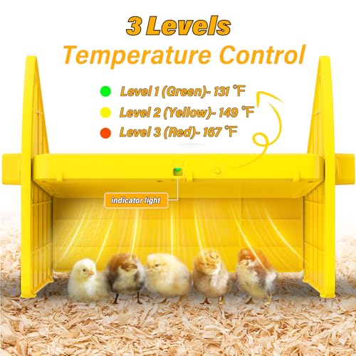 Heating Brooder Plate for Chicks Ducklings, Adjustable 3 Levels Temperature Brooder House for Keeping Poultry Warm(Yellow, L) - color: Yellow
