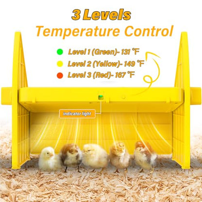 Heating Brooder Plate for Chicks Ducklings, Adjustable 3 Levels Temperature Brooder House for Keeping Poultry Warm(Yellow, L) - color: Yellow