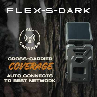 SPYPOINT Flex-S-Dark Starter Pack with SD Card - Solar Cellular Trail Camera – Built-in Solar Panel, 40MP Photos, 1080p Videos + Sound, No-Glow Game Camera, Night Vision, Motion Activated Trail Cam - style: Starter Pack – 1 Cameras (1 SD Card)