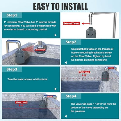 Float Valve for Water Tank Designed for Water Level Control, Auto Filling & Shut Off, Durable Nylon Resin Water Troughs Float Valve for Livestock Tank, Swimming Pool, Fish Pond etc Grey 1pc - style: Gray 1pc