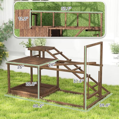 PawHut Wooden Chicken Coop Perches with Swing, Roosting Bars, Activity Play Set, Chicken Coop Accessory Toys for Coop, Coffee