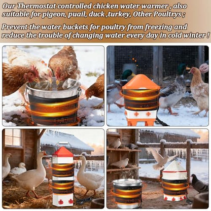 7" W×30" L Chicken Water Heater Belt Strap, Energy Saving Heated Poultry Coop Waterer Warmer with 6ft Cable for Prevent 2-5 Gal Bucket Freeze in Extremely Cold Winter,Auto Temp Control& Easy Install