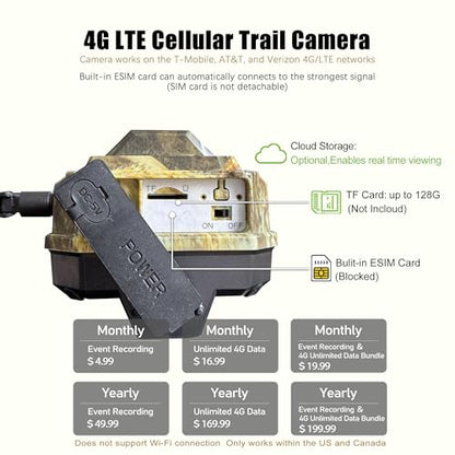 2025 Upgraded Game Camera with Built-in ESIM Card,Solar Powered Trail Cam with Night Vision Motion Activated Waterproof, 2K HD Live Feed Trailcam, Wildlife Camera, Deer Camera - color: A30