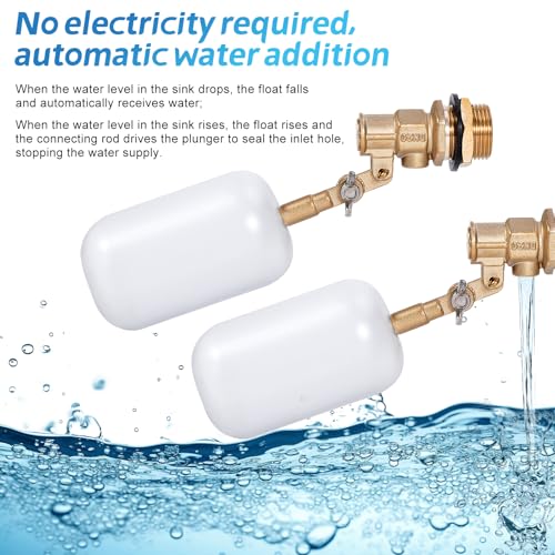 Float Valve 3/4 inch, Brass Water Float Valve with Adjustable Arm, Float Ball Valve Automatic Fill and Water Level Control for Water Trough,Fountains,Water Tank,Ponds,Pool,Aquariums - color: 3/4 in