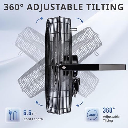 Tornado 20-Inch High Velocity Outdoor Wall Fan, IPX4 Water-Resistant, 3-Speed 4750 CFM, UL Safety Certified for Industrial, Commercial, Residential & Greenhouse Use - size: 20 Inch New