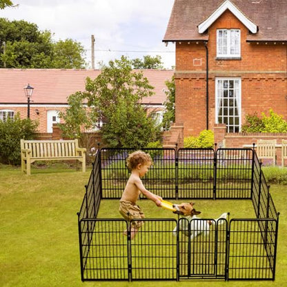 Getlay Garden Fence with Gate 36 in(H)×27 in(L) 14 Panels Total 31 Ft(L), Garden Fences and Borders for Dogs, Animal Barrier Fence, Black Metal Decorative Garden Fencing - size: 36''(H)-14panels-31ft(L)