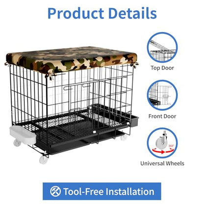 STILLCOVE Small Chicken Cage Outside: Wire Small Animal Cage with Wheels & Waterproof Cover for Guinea Pig Rabbit Bunny Ferret Hamster Dog Cat Duck Bird