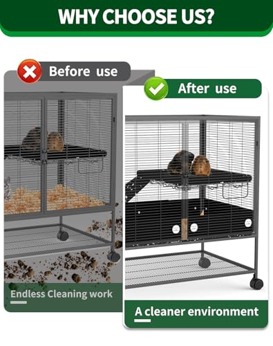 C-LIGHT Ferret Cage Scatter Guard Set, Anti-Splash Barrier for Ferret Nation & Critter Nation Cages, Rustproof Aluminum Urine Guard Chinchilla Cage Accessories, Blocks Waste/Food/Falling Debris