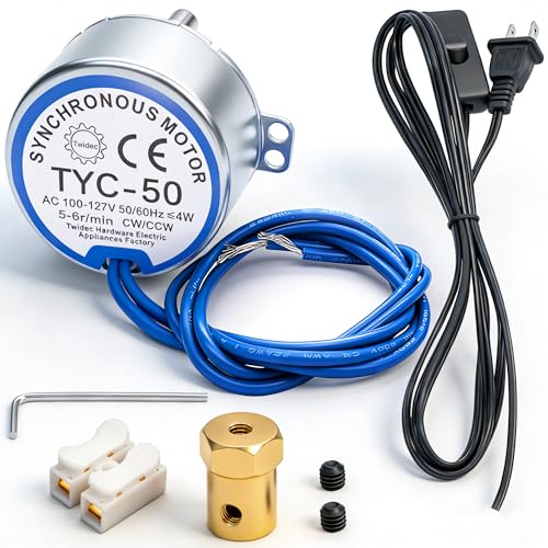 Twidec/Synchronous Turntable Motor Electric Motor 5-6RPM/MIN 50/60Hz 4W CCW/CW AC100~127V Synchron Motor for Cup Turner,Cuptisserie Rotator with 7mm Flexible Coupling TYC-50-5-6R-XLLB1PCS - size: 5-6r-1 set