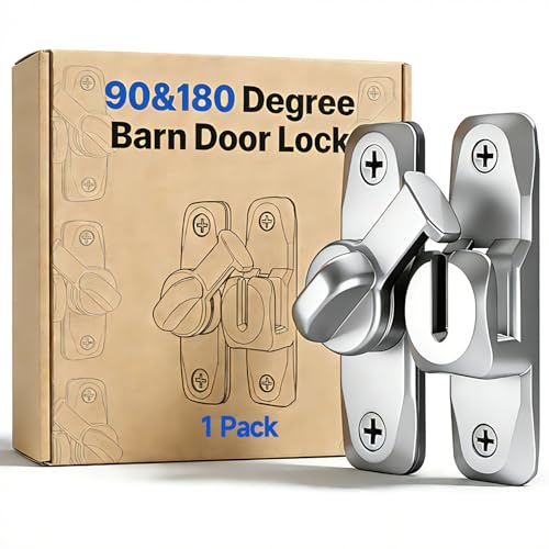 Barn Door Lock and Latche: Silver 90/180 Degree Latch, Sliding Barn Door Locks, Small Sliding Gate Latch, Zinc-Alloy Bifold Door Latch for Cabinets, Bathroom, Window, Outdoor, Child Proof (1 Pack) - color: Silver, size: 1 Pack