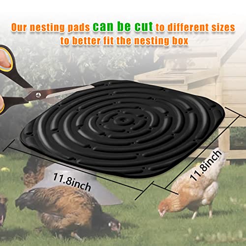 Skimzy Chicken Nesting Box Pads, 12 x 12 in Washable Reusable Nest Box Liners, 6-Pack, Breathable Drainage Design, Black