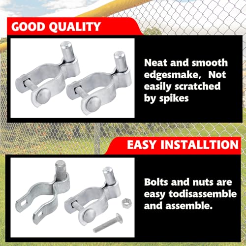 4 Pack 2-3/8" Chain Link Fence Frame Gate Post Male Hinge, Galvanized Steel Gate Hinge for Fence Posts, Bolts & Nuts Included - size: 2-3/8" Male