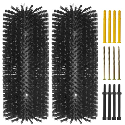 Livestock Scratching Brush Goat Scratcher Brush Full Massage Grooming Tool with 8 Screws for Cow,Cattle,Cow,Sheep, Horses,Pigs - color: Black, size: 2pack