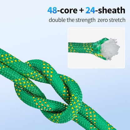 150Ft 1/2 Inch Heavy Duty Climbing Rope - for Tree Swing, Pulling, Outdoor & Gym Use (Green) - size: 150ft-Green