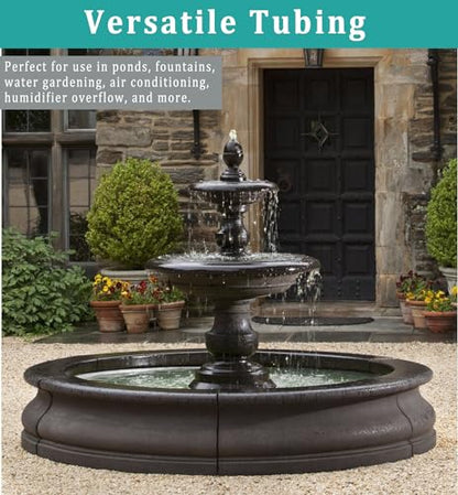1/2" id - 50ft Black Vinyl Tubing Flexible PVC Tube Hybrid Hose Transfer Water Fuel Gas for Pond Fountain Garden Waterfall, Durable and Safe, with 2 Hose Clamps - size: 1/2" ID, style: 50 Feet