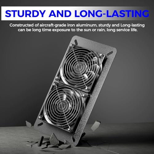 Solar Fan Kit for Chicken Coop - Two IP65 Waterproof 5" Solar Powered Fans - Outdoor Exhaust Intake Ventilation Fan for Outside Shed Greenhouse Attic Pet House - Strong Airflow Without Battery
