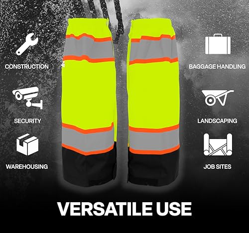 GGS Leg Gaiters - High Visibility Polyester with Reflective Tape, Lightweight Safety Gear for Hunting, Construction/Roadwork, Outdoor Projects, Universal Fit, Yellow/Green - color: High-visibility Yellow/Green, style: Solid Polyester
