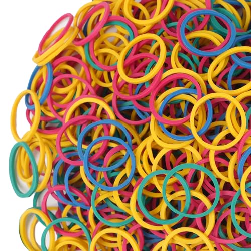 Foshine Rubber Bands Small Mini Elastic Band Yellow Blue Green Red 1300pcs Rubber Band 1.2inch Office Supplies Home Inside Diameter 0.63in (Multicolour)