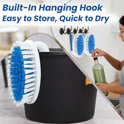 Scrub Brush, 2 Size Household Cleaning Brushes with Stiff Bristles, Scrubbing Brush for Carpet, Shower, Bathtub, Kitchen, Pool Tile, Bathroom Scrubber - size: Large and Small
