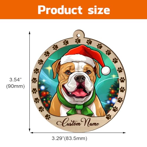 Personalized American Bulldog Ornament, American Bulldog Christmas Ornament, Custom Name American Bulldog Dog Suncatcher for Christmas Tree - color: American Bulldog
