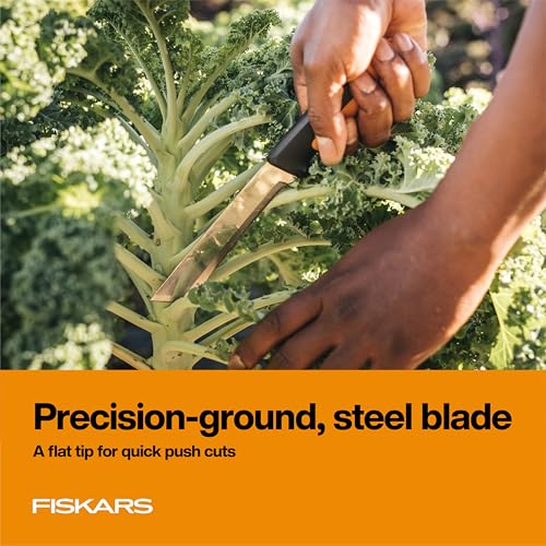 Fiskars Harvesting Knife for Produce, 6" Blade, Serrated Edge Hand Tool Perfect for Vegetables, Extended Tang Design, Garden Harvesting & Food Prep Knife, Sheath Included, Gardening Gifts for Women - style: Harvesting Knife