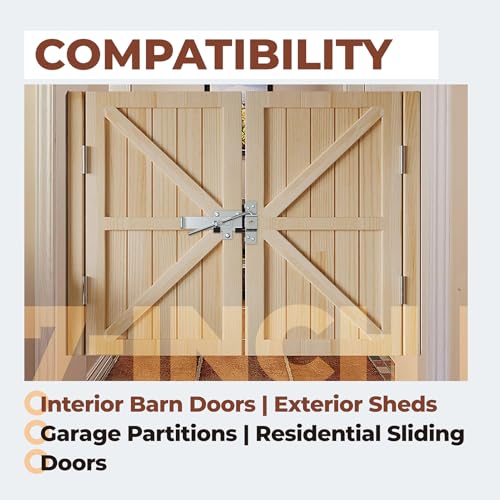 Barn Door Jamb Latch, Zink-Plated Barn Sliding Door Hardware Lock Latches with Hook for Bi-Parting Doors, Secure Farm Sliding Gates from Side, 7"