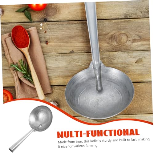 BESPORTBLE Heavy Duty Iron Water Ladle for Garden and Farm Use Long Handle Feed Scoop for Animal Feeding and Watering Livestock