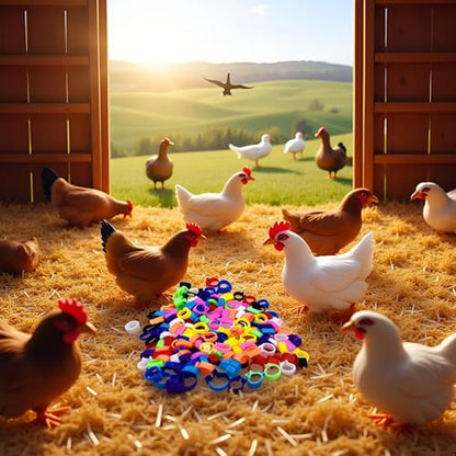 100PCS 10 Colors Poultry Leg Rings,8mm Poultry Foot Rings Bird Identification Leg Bands Clip-on Rings for Birds, Ducks and Chickens Diameter Poultry Care
