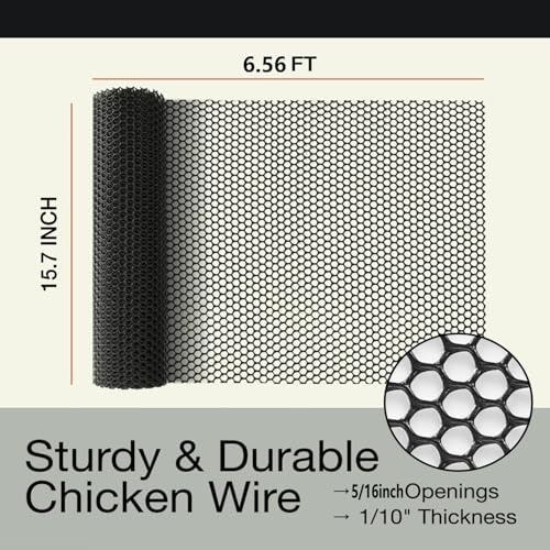 Pet Proof Barrier Net, Black Plastic Chicken Wire Mesh Fencing 15.7IN x 6.56FT, Balcony Cat Safety Net & Garden Snake Barrier, Heavy Duty Protection for Chicken Coops, Rabbit Hutches, Dog Kennels - color: Black, size: 15.7 IN * 6.56 FT
