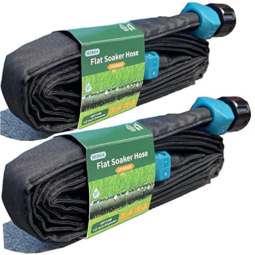 Secbulk 2025 Flat Soaker Hose 20 ft for Garden, 20' (10ft x 2) Linkable Drip Hose Diy Garden Irrigation System Saving 80% Water, Dual-layer Leak-free Design Water Hose with Holes - size: 20ft (10'X2)