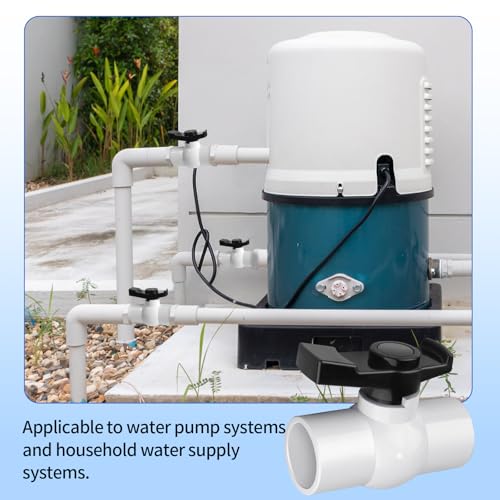 1 inch PVC Ball Valve, 2pcs Slip PVC Shut Off Water Valves with Double Socket Full Flow Port, Schedule 40 Plastic Control Valve, Using for Commercial、Swimming Pool, Irrigation System - size: 1 Inch