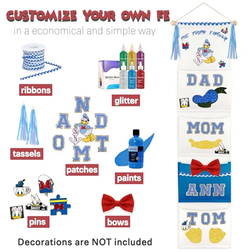 RUNROLE 8 Inch Narrow Fish Extender to Right Fit the Cabin Door - 1, 2, 3, 4, 5 Pocket, Blank White for Easy Customization, 2026 &2027 FE for Gift Exchanges and Pixie Dust - size: 4 Pockets
