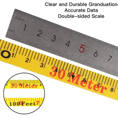 Open Reel Fiberglass Tape Measure, Tape Measure 100 ft by 1/2-Inch, Inch/Metric Scale for Engineer,Outdoor, Athletic Field, Impact Resistant ABS Shell (100FT/30M - size: 30.5 m